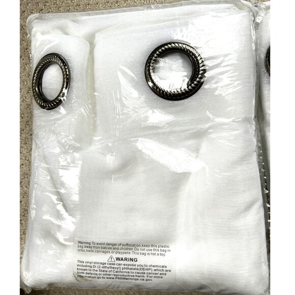 Carina white window curtains linen textured drapes panels with grommets 52"x132" - Picture 4 of 6